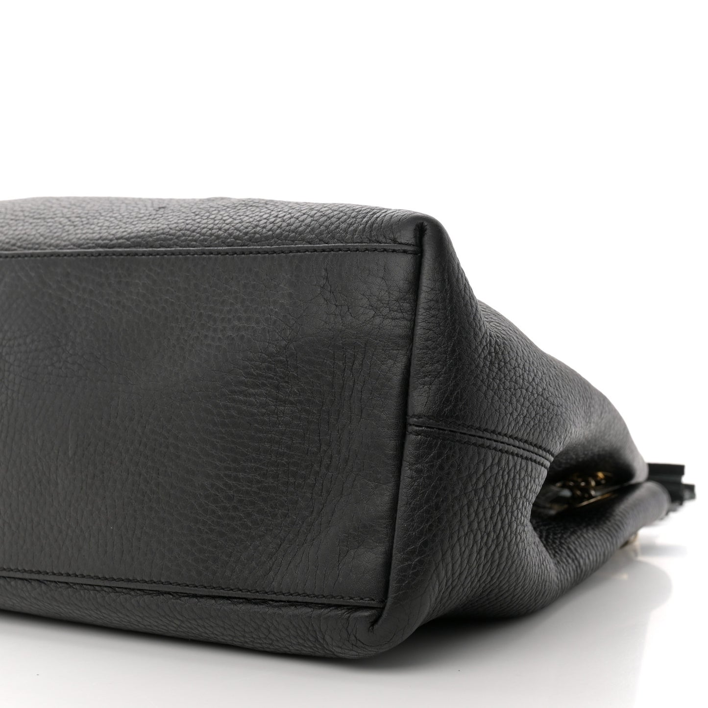 Pebbled Calfskin Medium Soho Chain Shoulder Bag Black