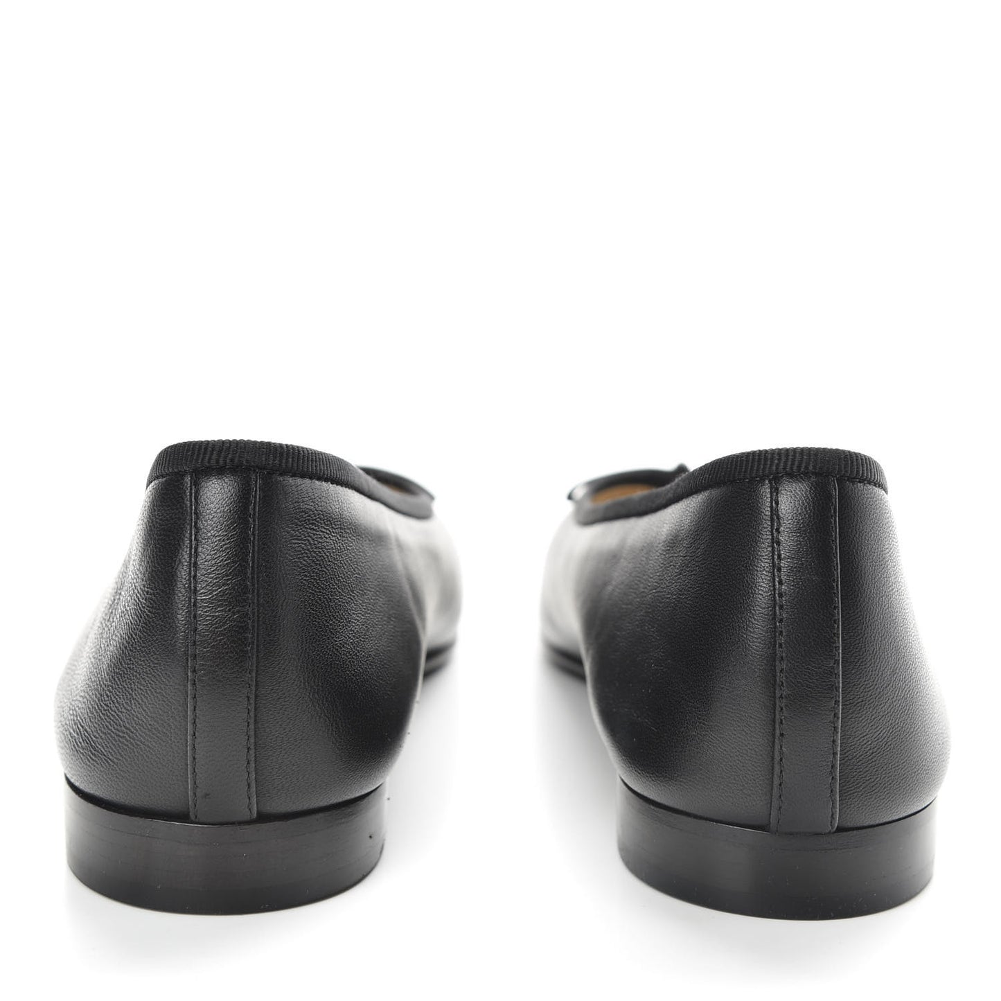 Lambskin Patent Cap Toe Ballerina Flats 38.5 Black