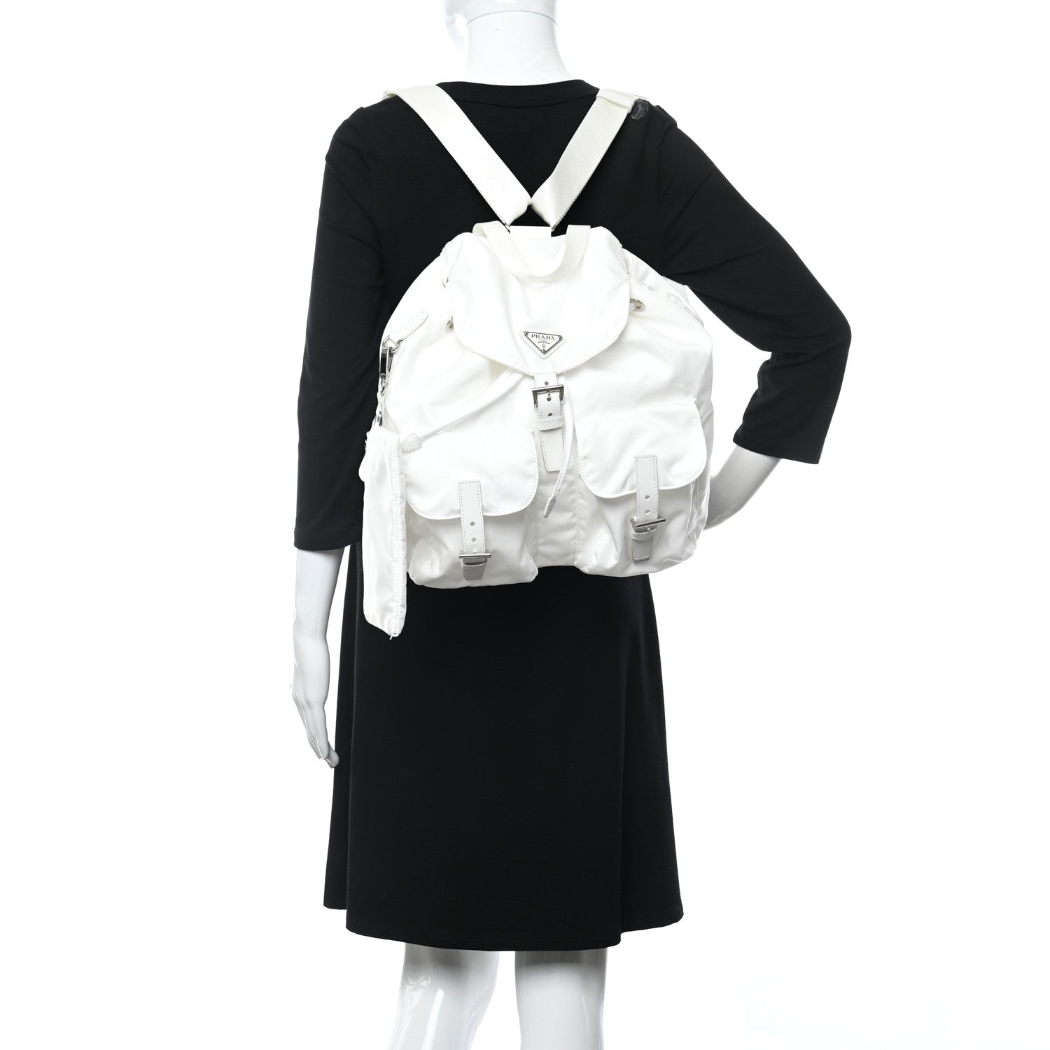 Prada Nylon Vela Saffiano Medium Backpack White 2 of 11