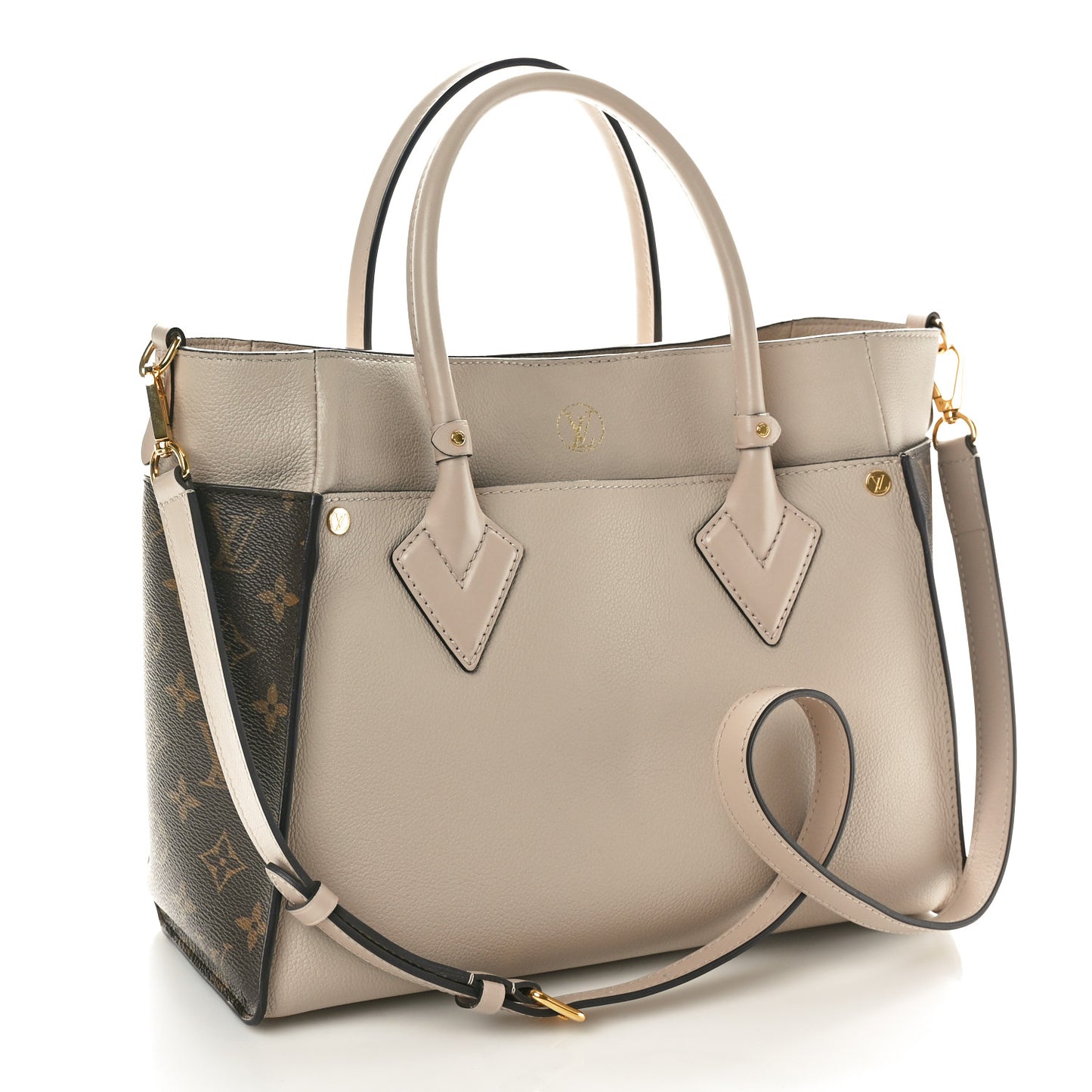 Calfskin Monogram On My Side MM Greige