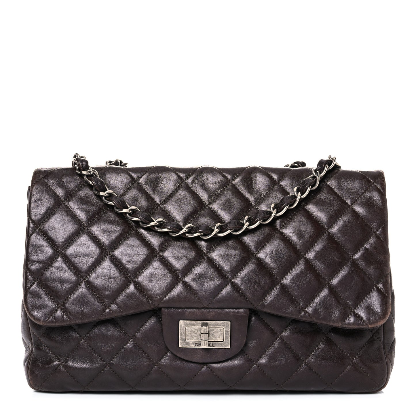 Washed Lambskin Quilted Jumbo Hybrid Reissue Flap Dark Brown