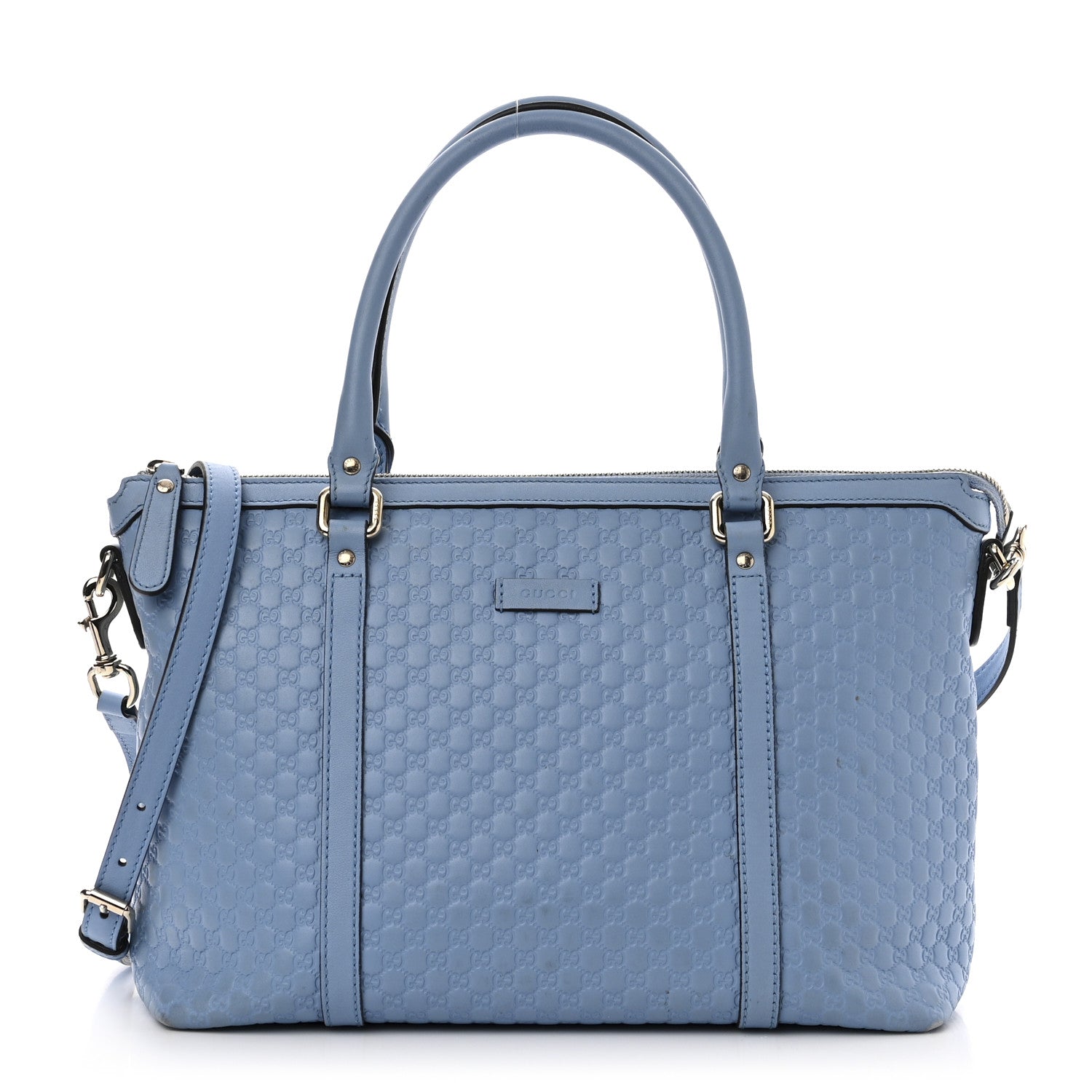 Gucci Soft Microguccissima Small Zippered Satchel Light Blue 1 of 17