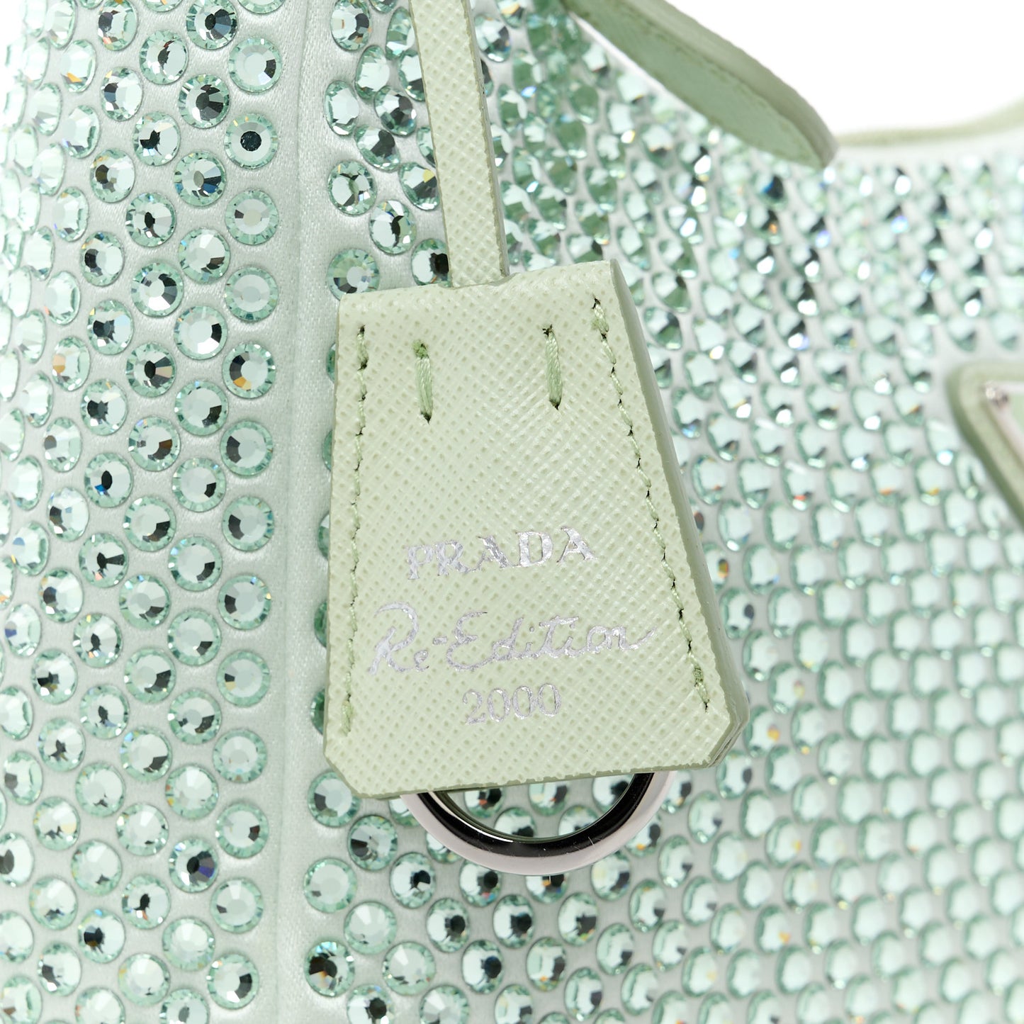 Satin Crystal Mini Re-Edition 2000 Bag Acqua