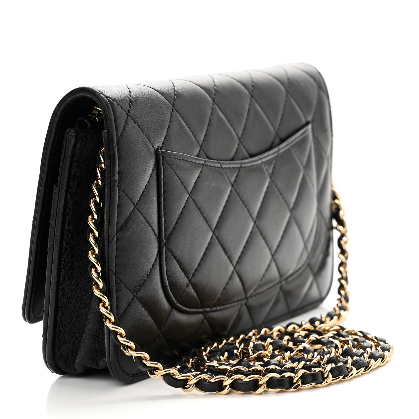 Lambskin Quilted Wallet On Chain WOC Black