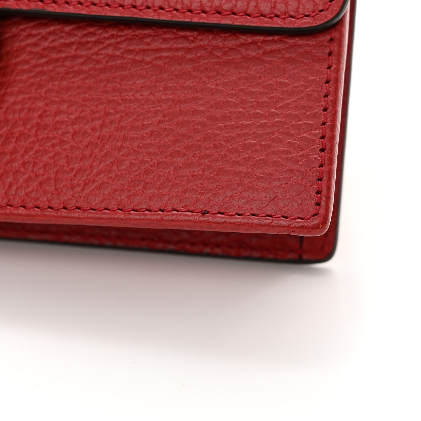 Dollar Calfskin Interlocking G Chain Wallet Red