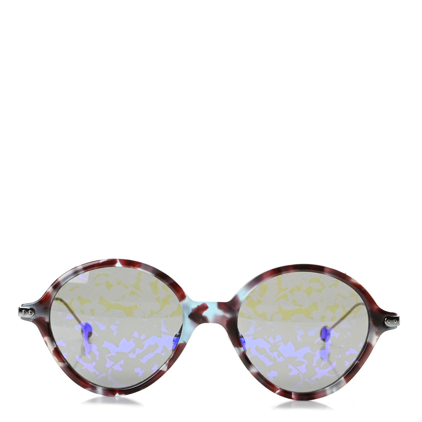 Acetate Leaf Print Umbrage Round Sunglasses Purple Foliage