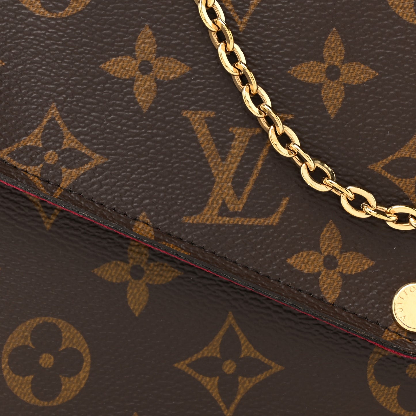 Monogram Pochette Felicie Chain Wallet Fuchsia