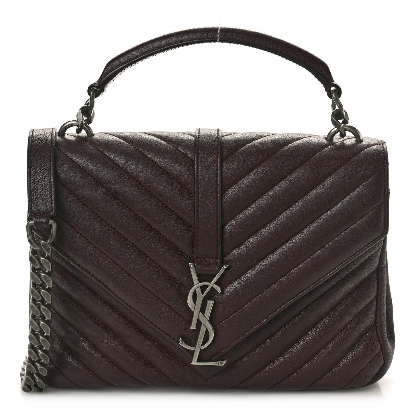 Sheepskin Matelasse Chevron Monogram Medium College Bag Rouge Legion