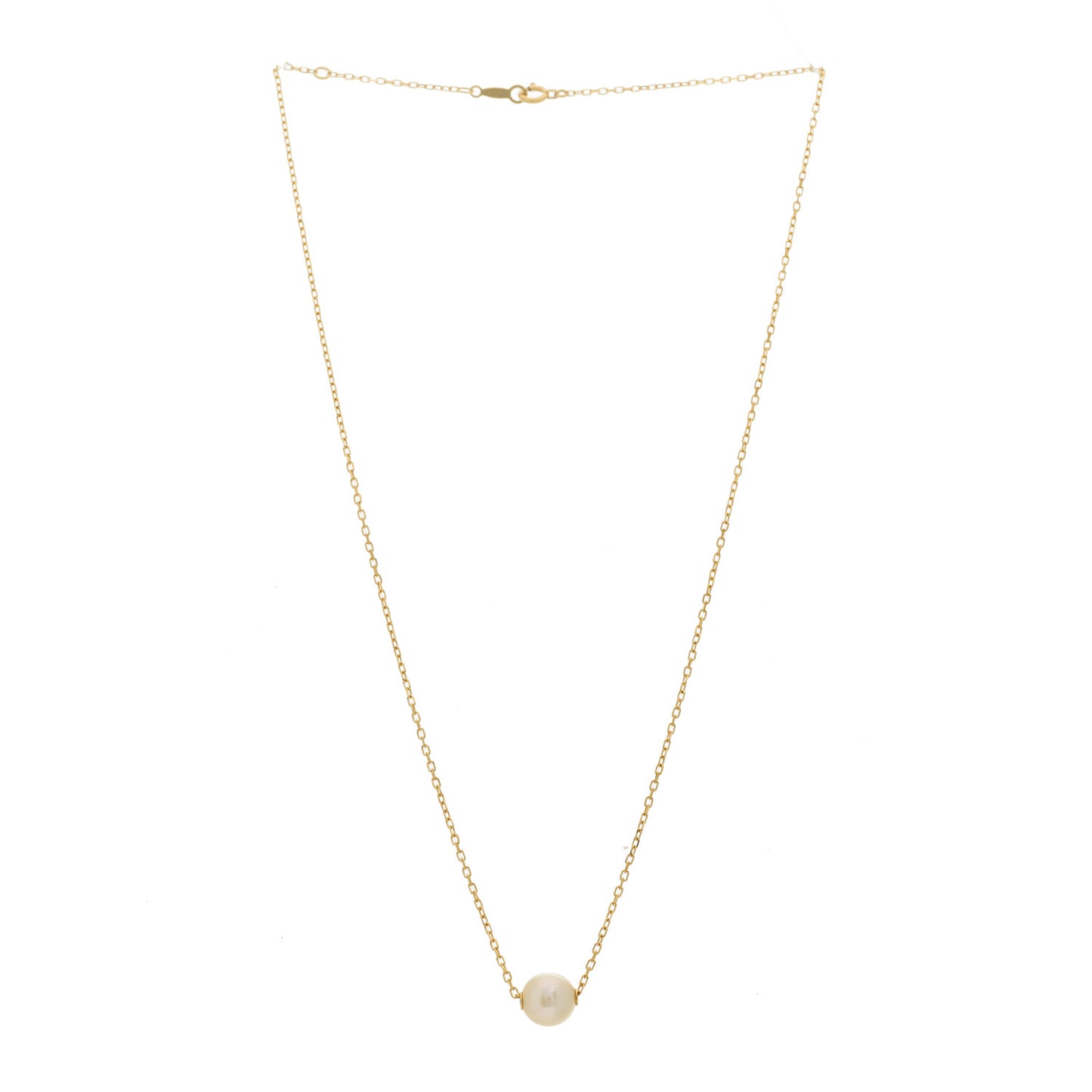 18K Yellow Gold Akoya Pearl 7.5-8mm Single Pendant Necklace