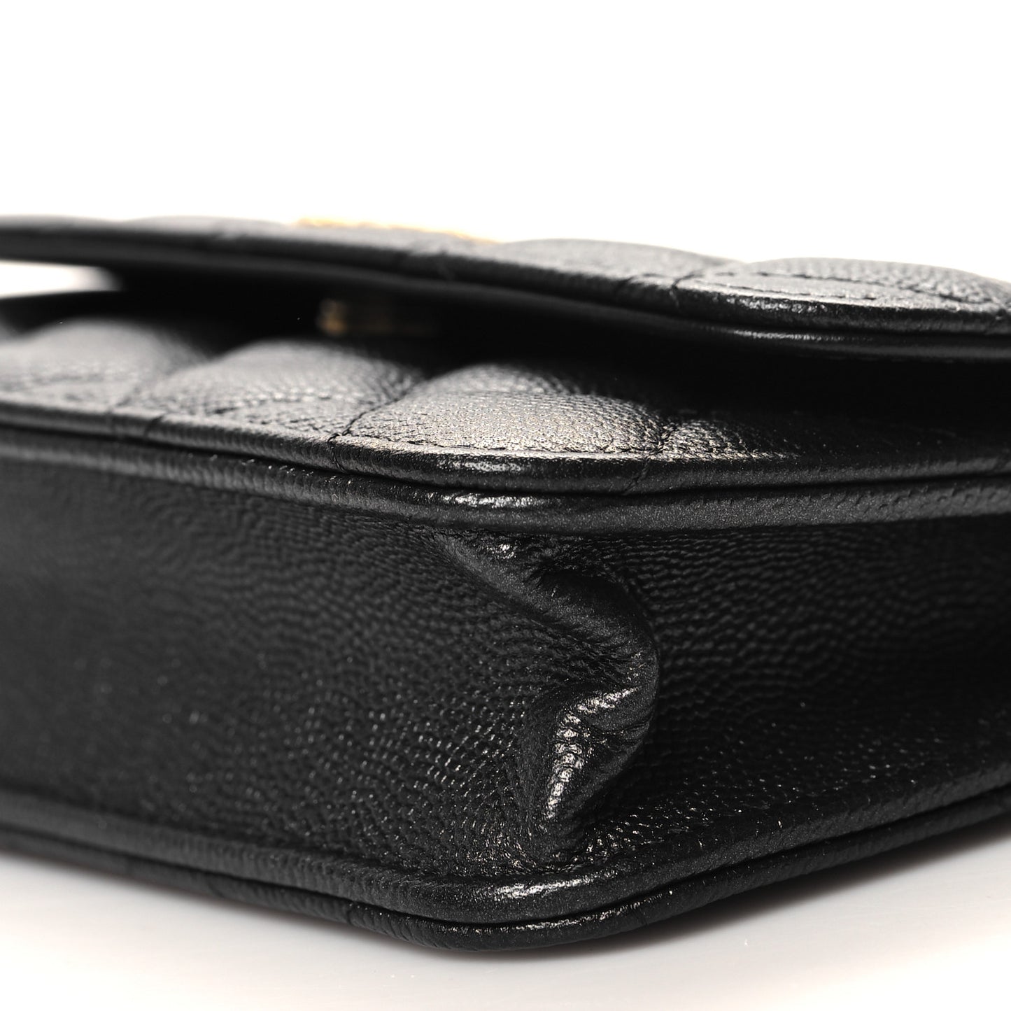 Caviar Quilted Dynasty Flap Phone Holder With Chain Black