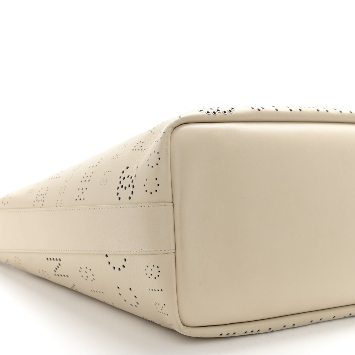 Calfskin Tweed Small Logo Eyelets Shopping Tote Beige