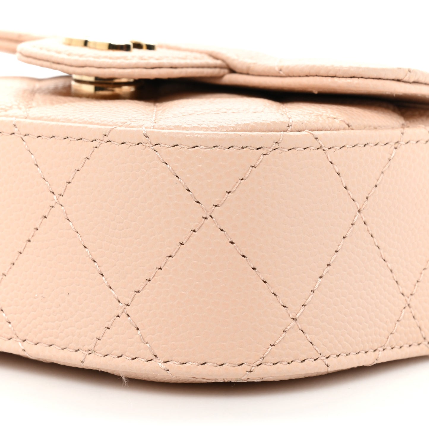 Caviar Quilted Mini Clutch With Chain Light Beige