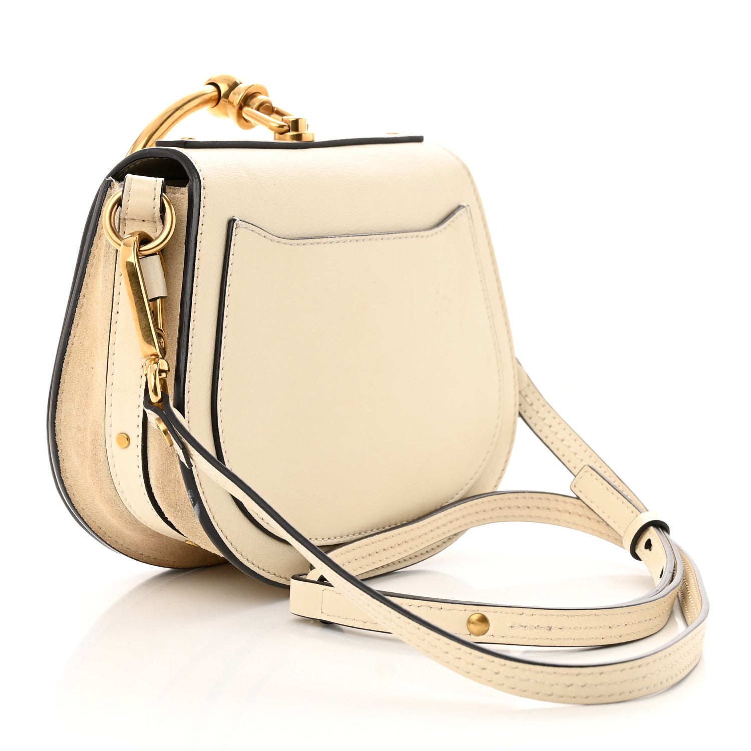 Chloe Calfskin Suede Small Nile Bracelet Bag Off White 3 of 15