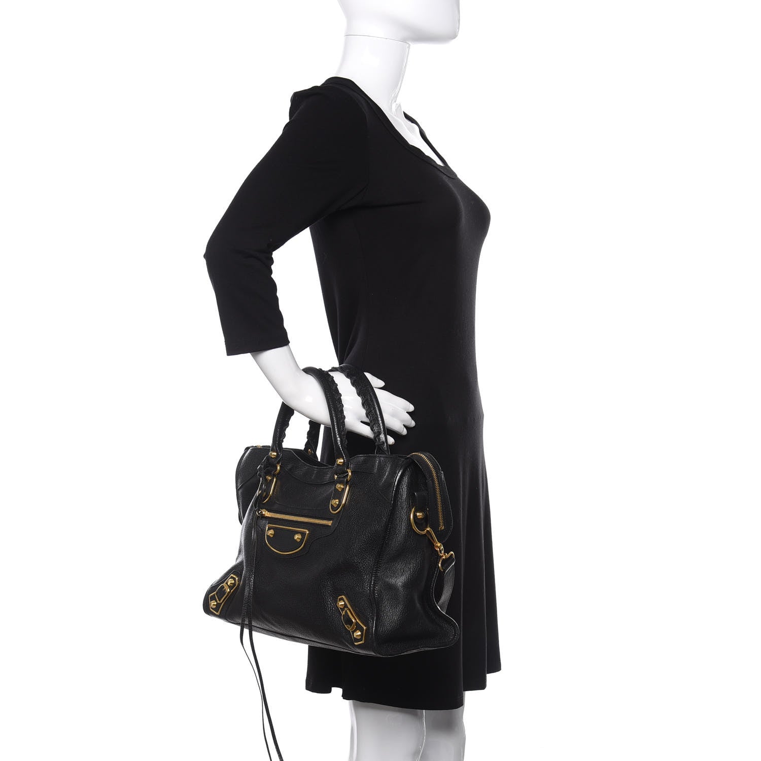 Balenciaga Chevre Gold Metallic Edge Hardware City Black 2 of 11