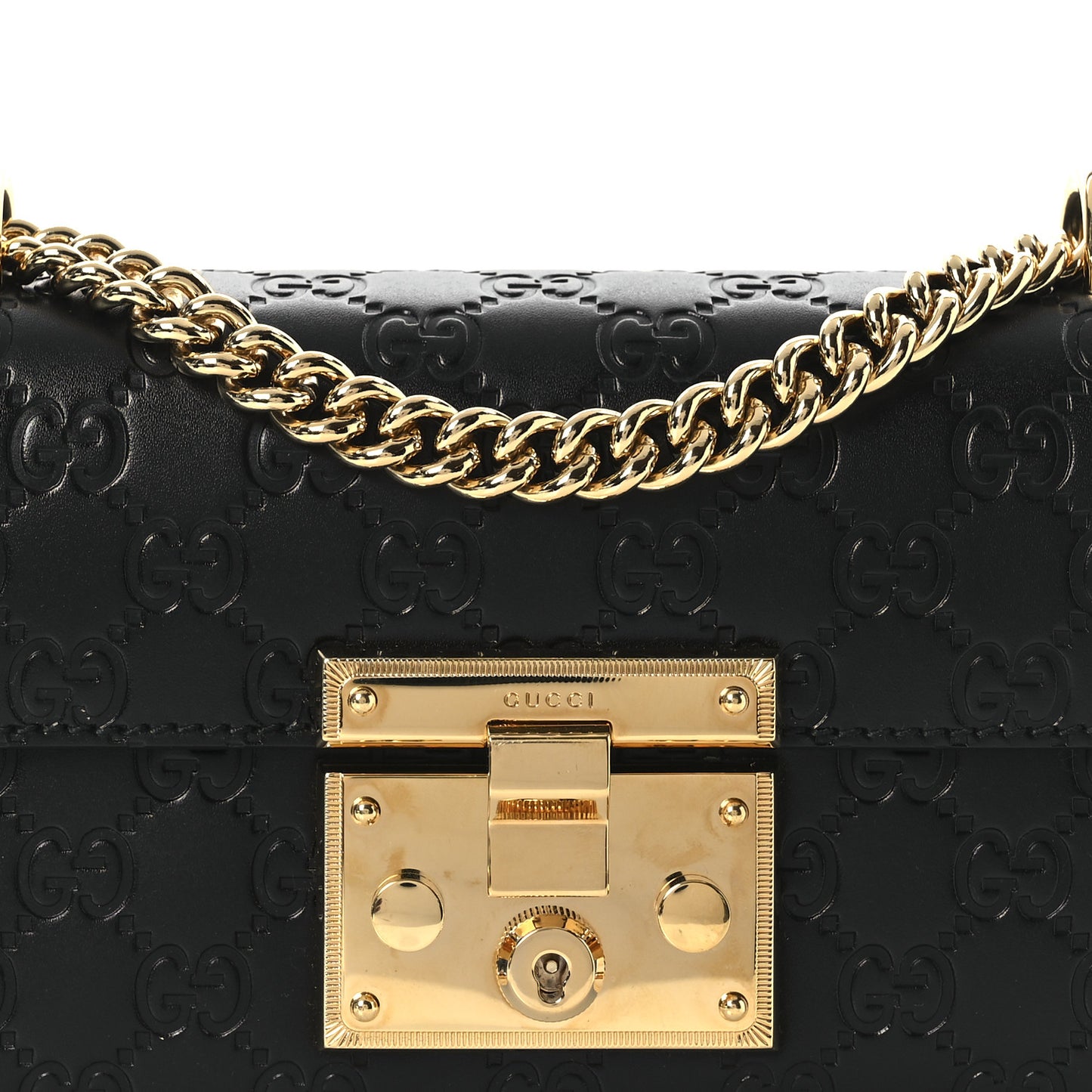 Guccissima Small Padlock Shoulder Bag Black