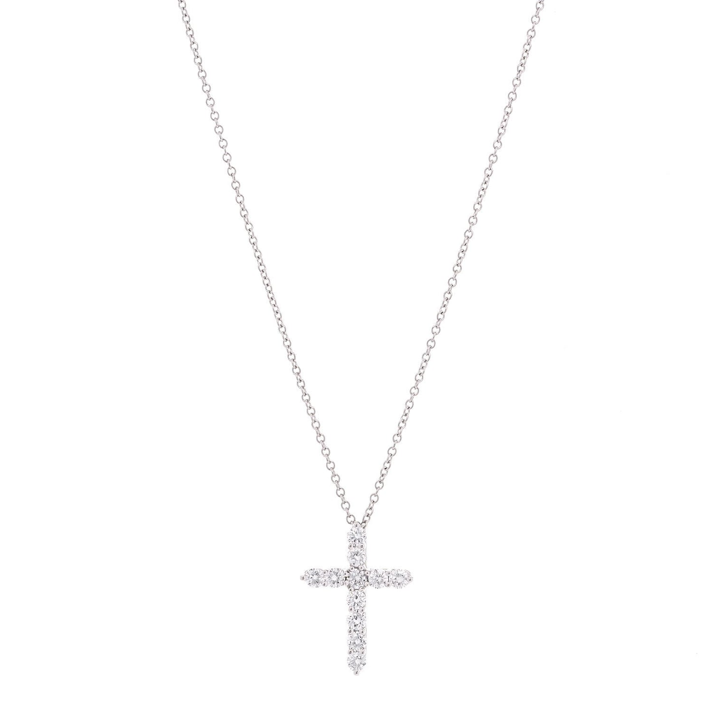 Platinum Diamond Small Cross Pendant Necklace