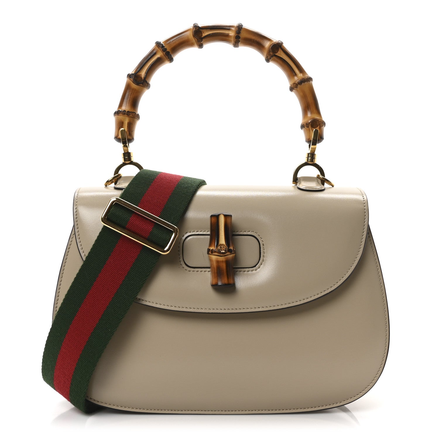 Gucci Boarded Dyana Lux Calfskin Web Medium Bamboo 1947 Top Handle