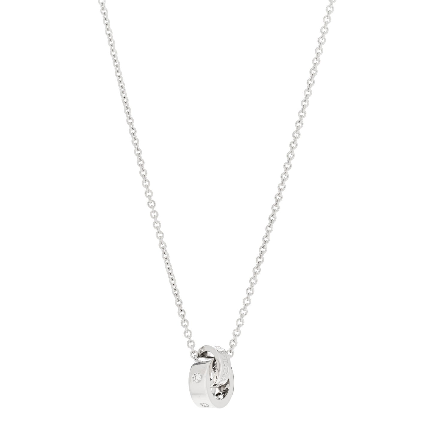 18K White Gold Diamond BVLGARI BVLGARI Link Pendant Necklace