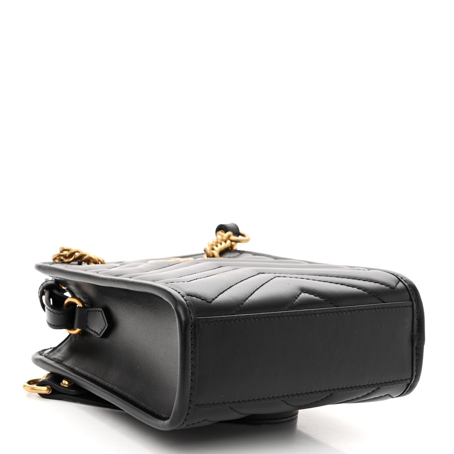 Calfskin Matelasse Chevron Mini GG Marmont Tote Black