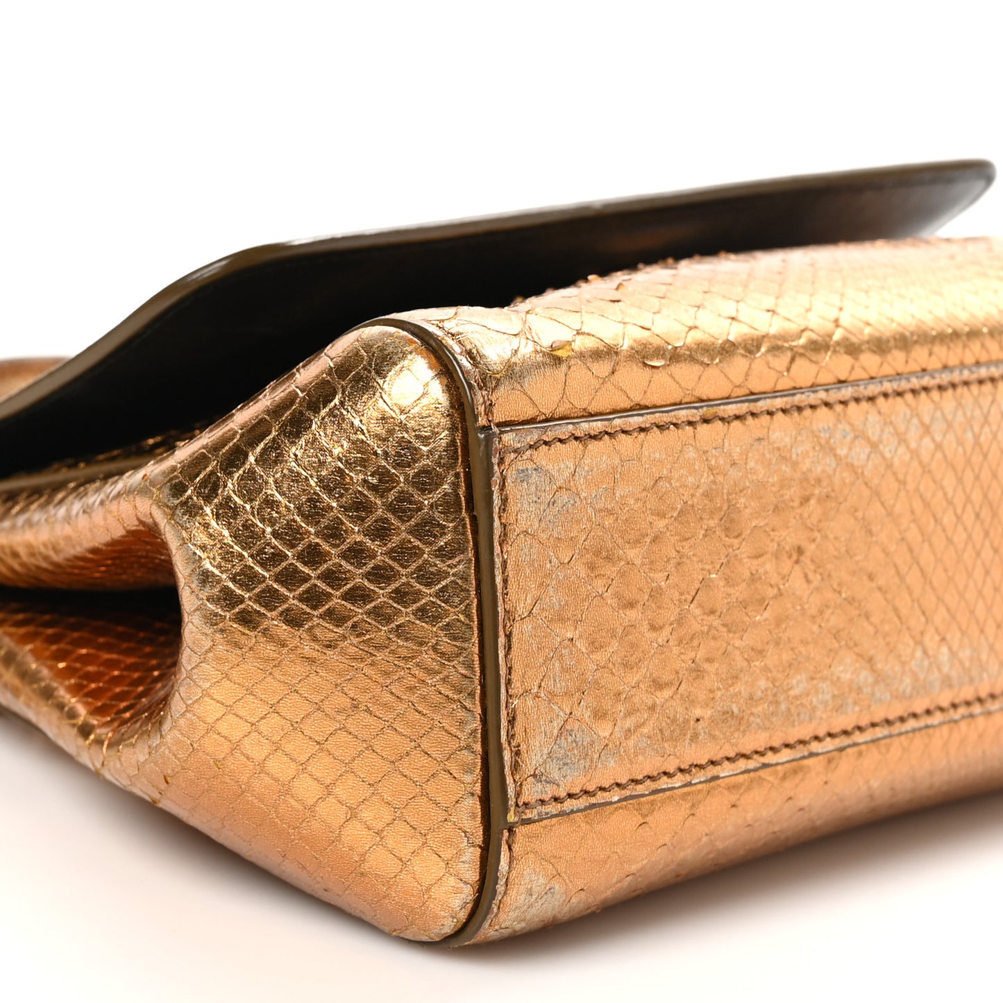Snakeskin Small Miss Sicily Satchel Gold