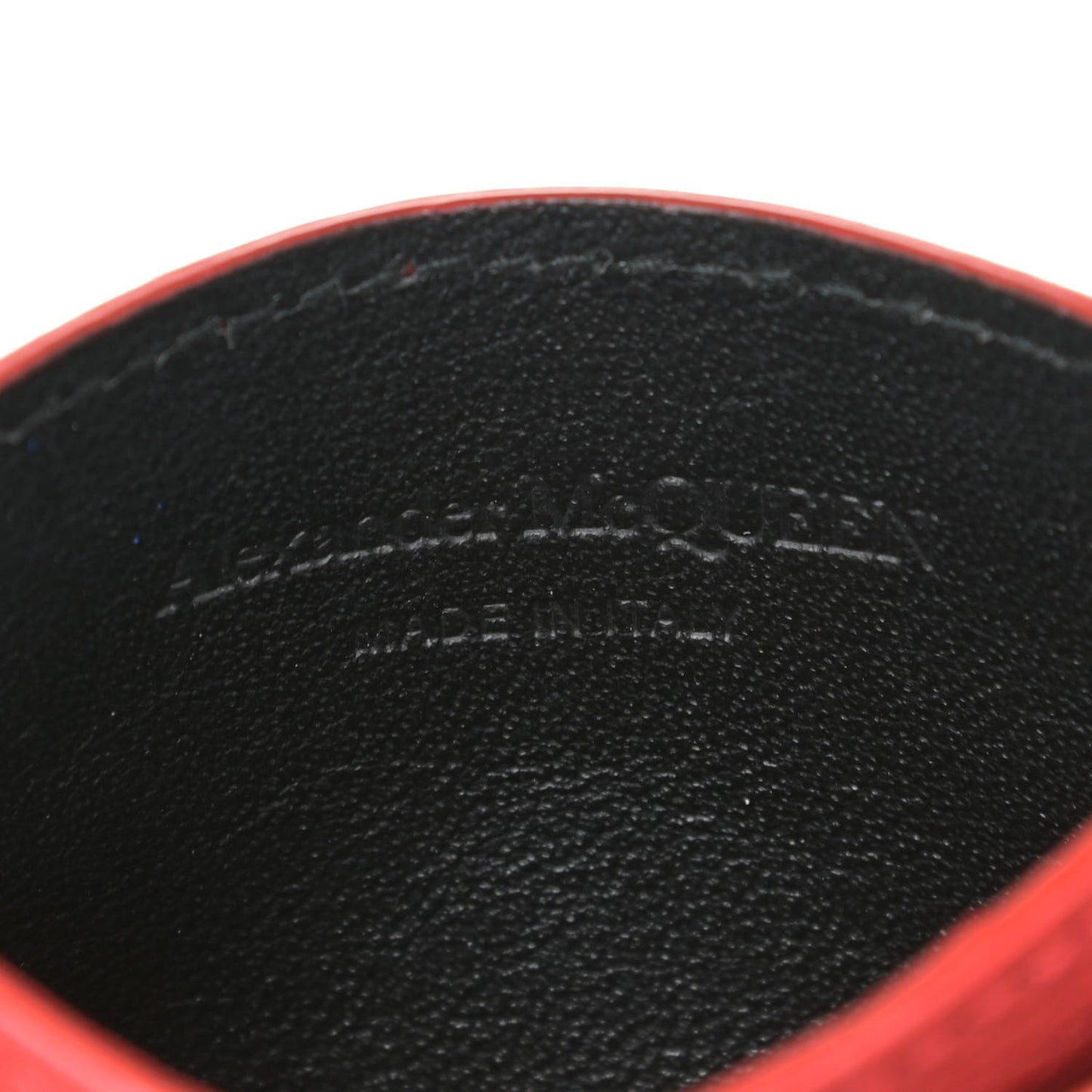 Calfskin Skull Card Holder Scarlet Red