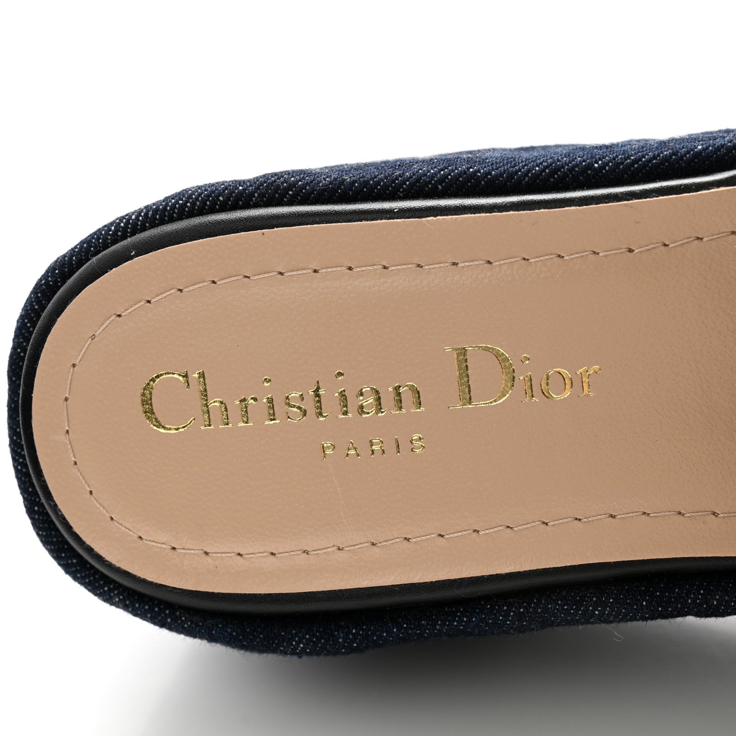 Christian Dior Denim Calfskin Graphic Cannage Attitude Dior Wedge Slide 37.5 Blue 6 of 8