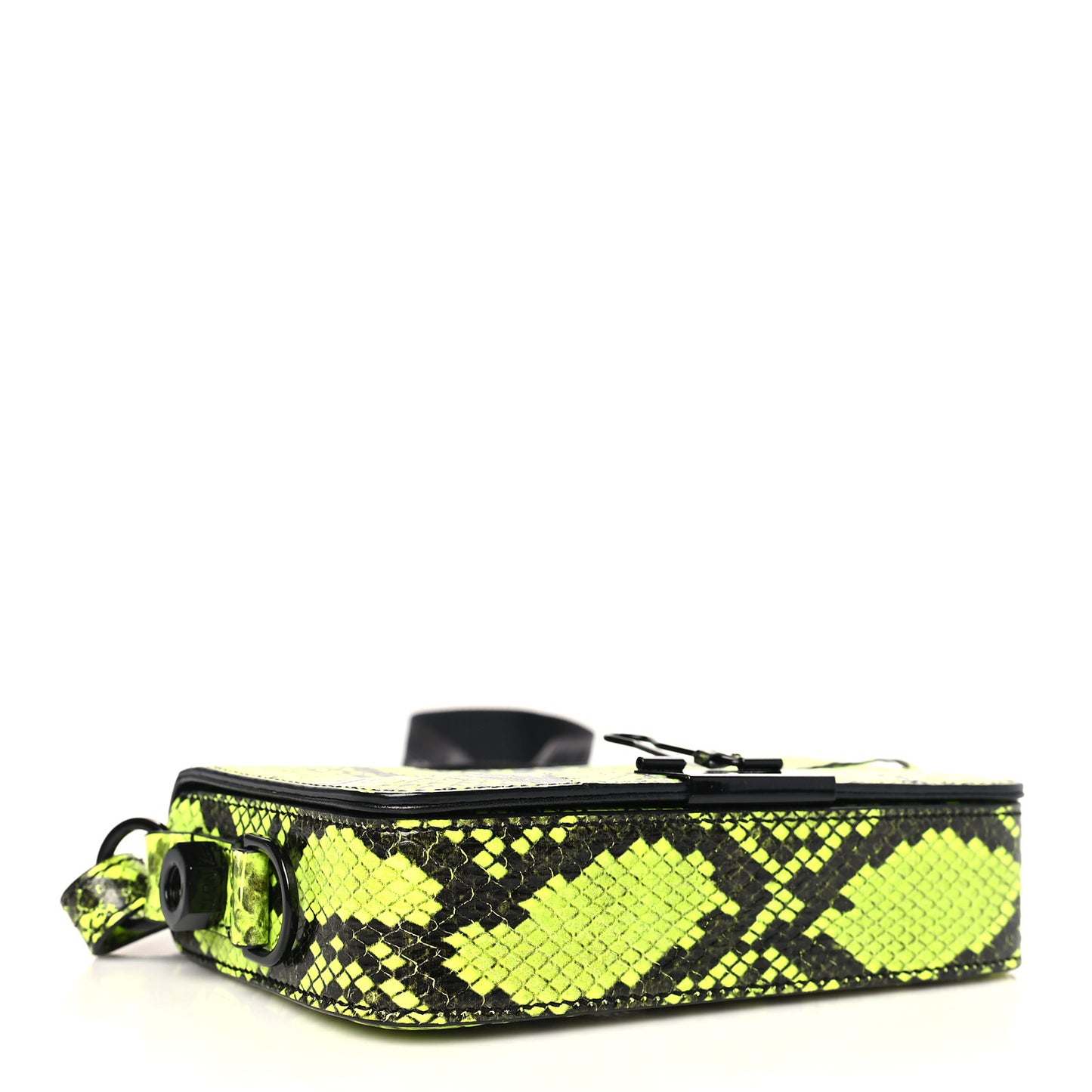 Calfskin Python Embossed Binder Flap Bag Fluo Yellow Black