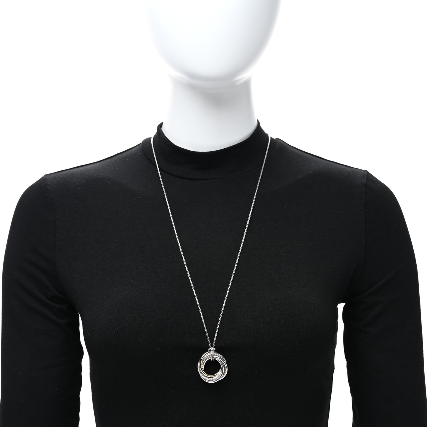 Sterling Silver 14K Yellow Gold 28mm Crossover Pendant Necklace