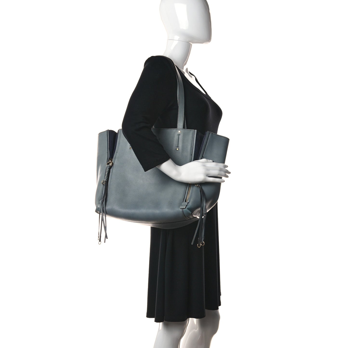 Smooth Calfskin Medium Milo Shopping Tote Cloudy Blue