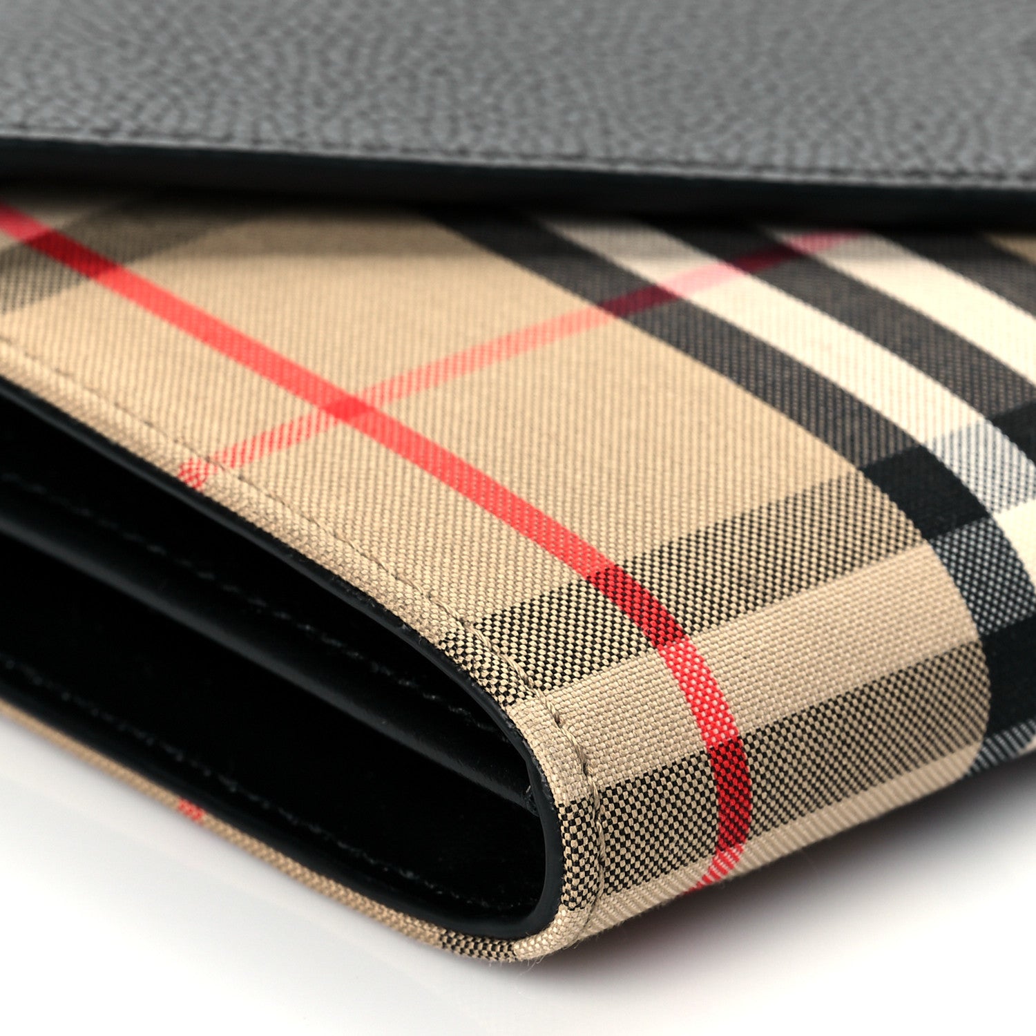 Burberry Grainy Calfskin Vintage Check Wallet With Detachable Strap Black 8 of 9