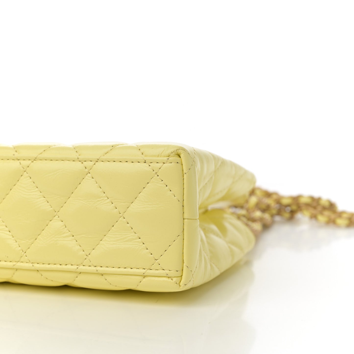 Shiny Aged Calfskin Quilted Nano Kelly Shopper Light Yellow