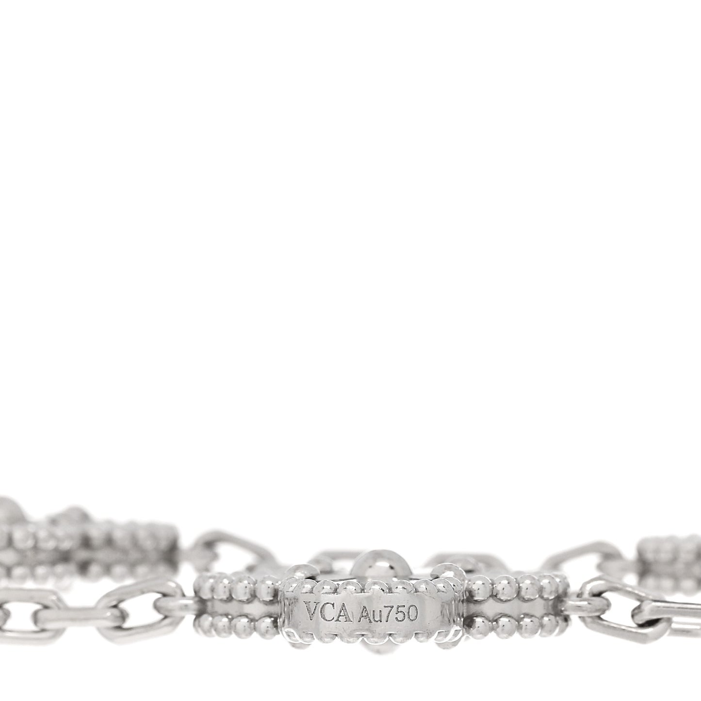 18K White Gold 5 Motifs Guilloche Vintage Alhambra Bracelet