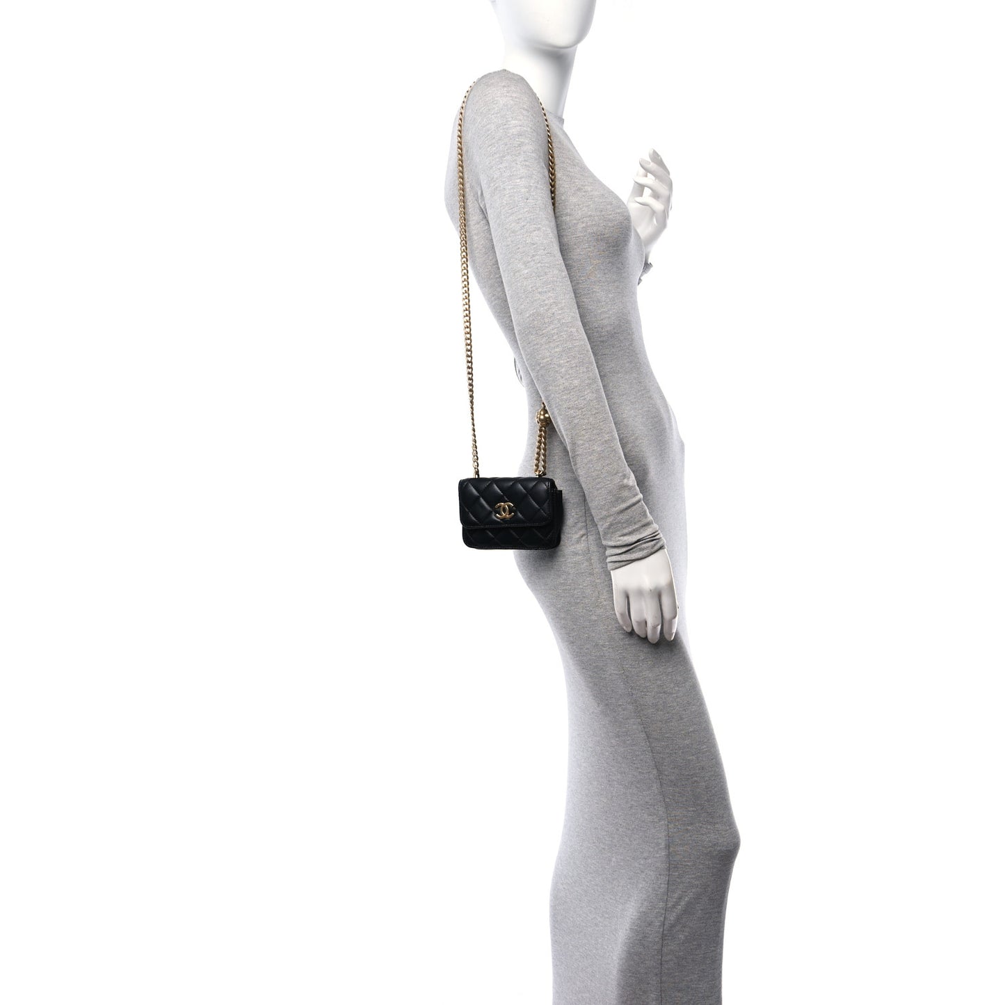 Lambskin Quilted Sweet Camellia Clutch With Chain Black