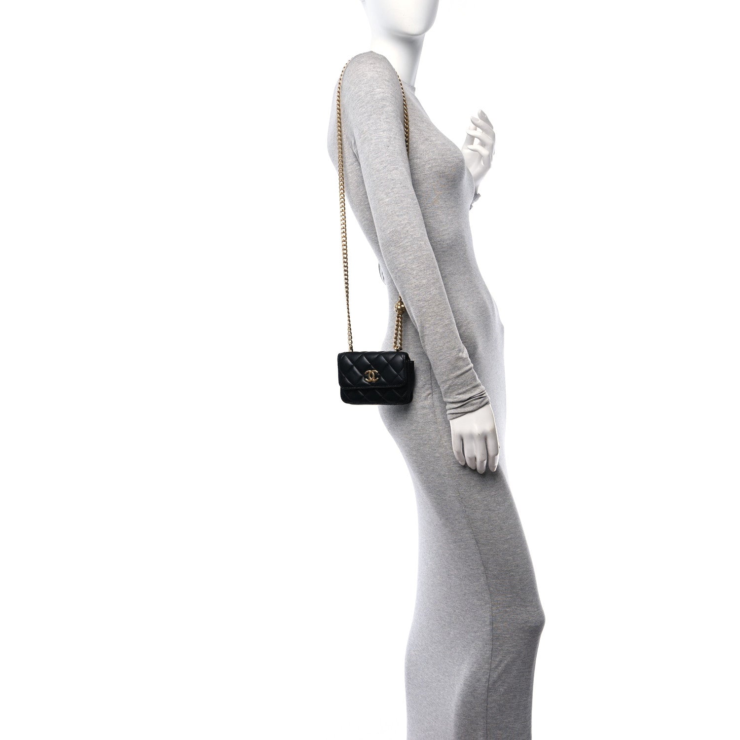 Chanel Lambskin Quilted Sweet Camellia Clutch With Chain Black 2 of 10