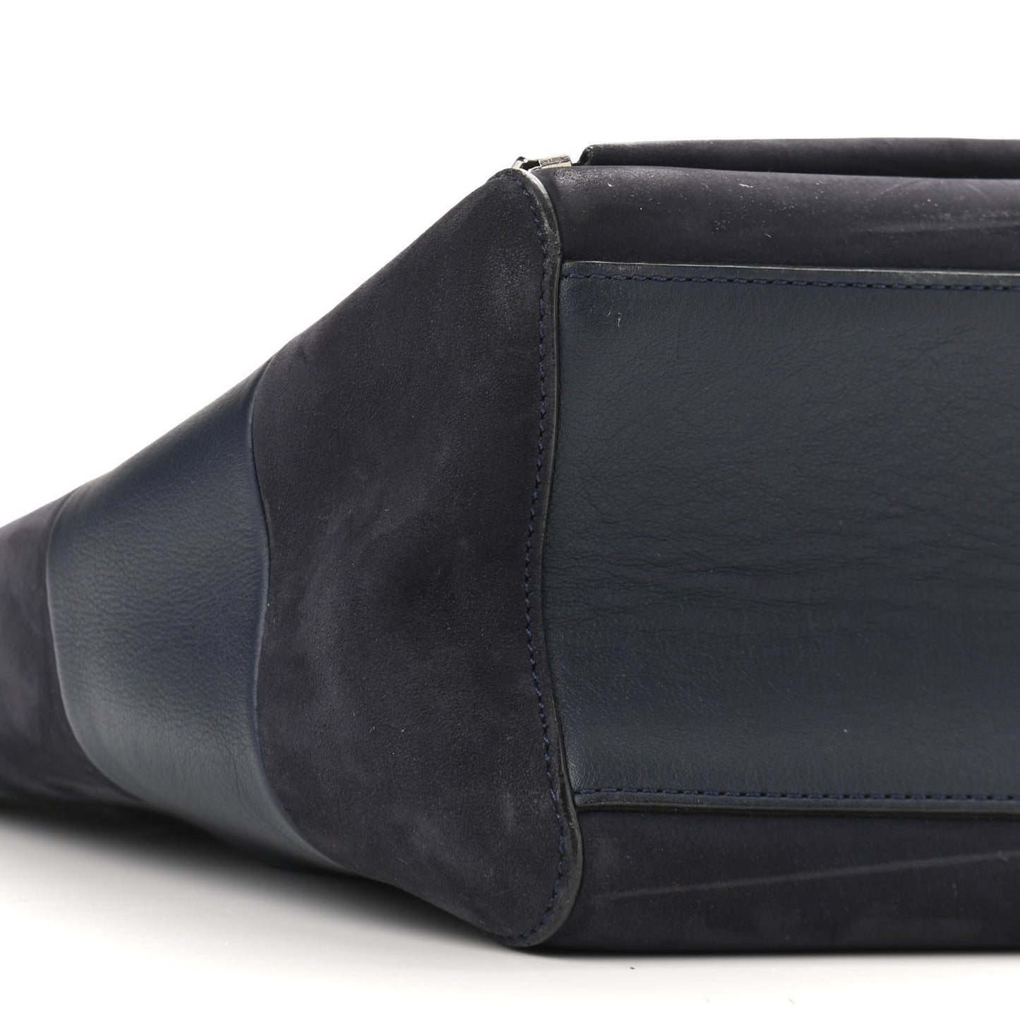 Silky Calf Nubuck Stripe Small Willow Tote Midnight Blue