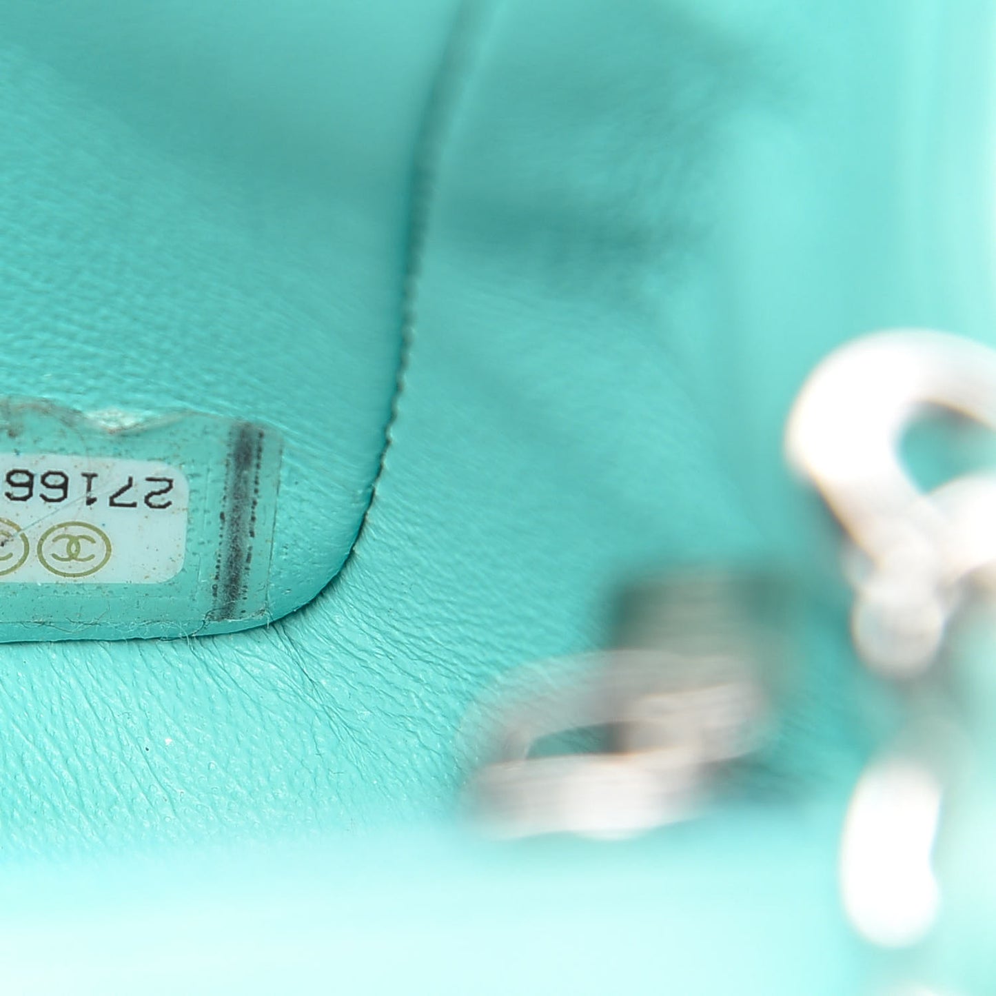 Lambskin Quilted Mini Rectangular Flap Light Blue