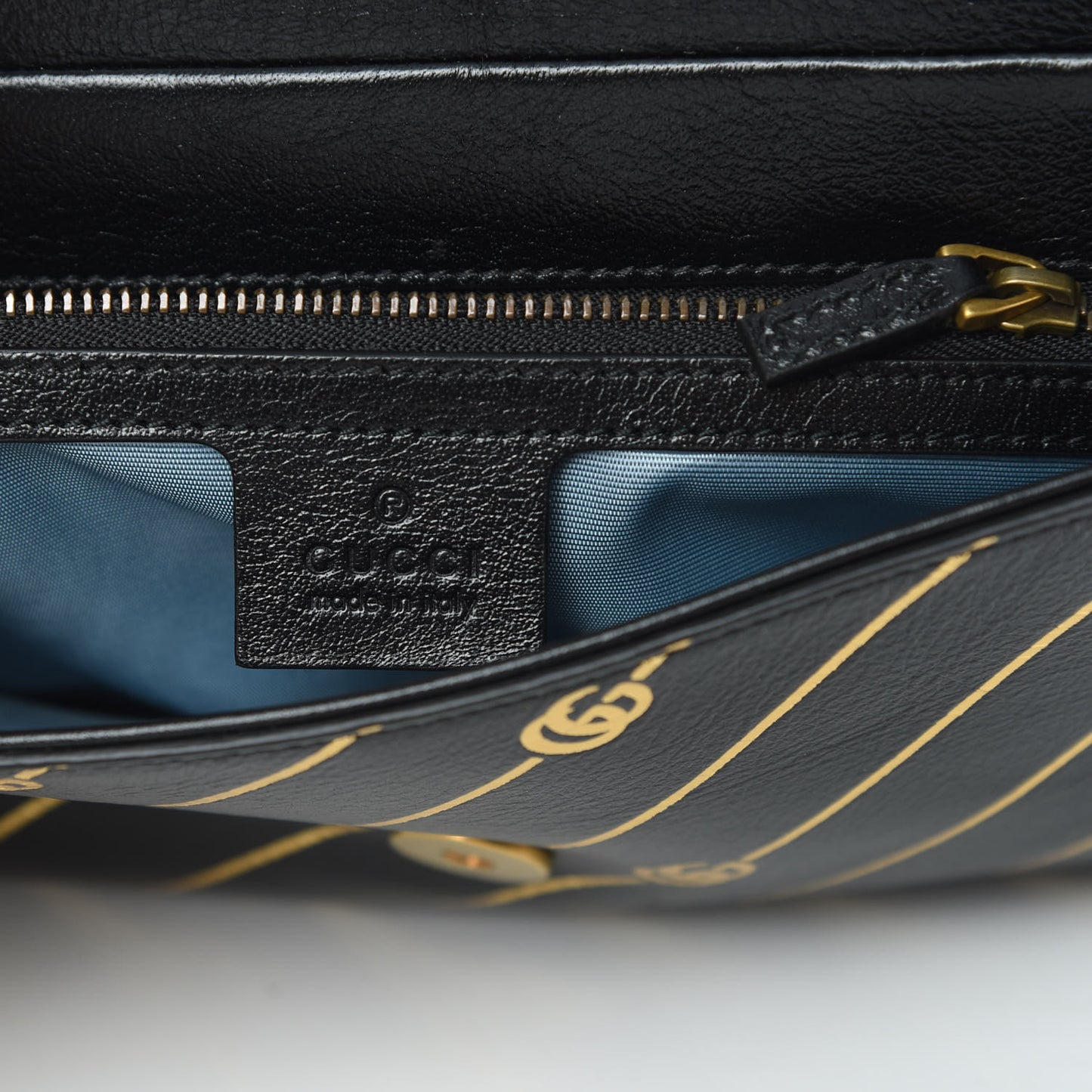 Calfskin Diagonal GG Medium Thiara Double Envelope Shoulder Bag Black White