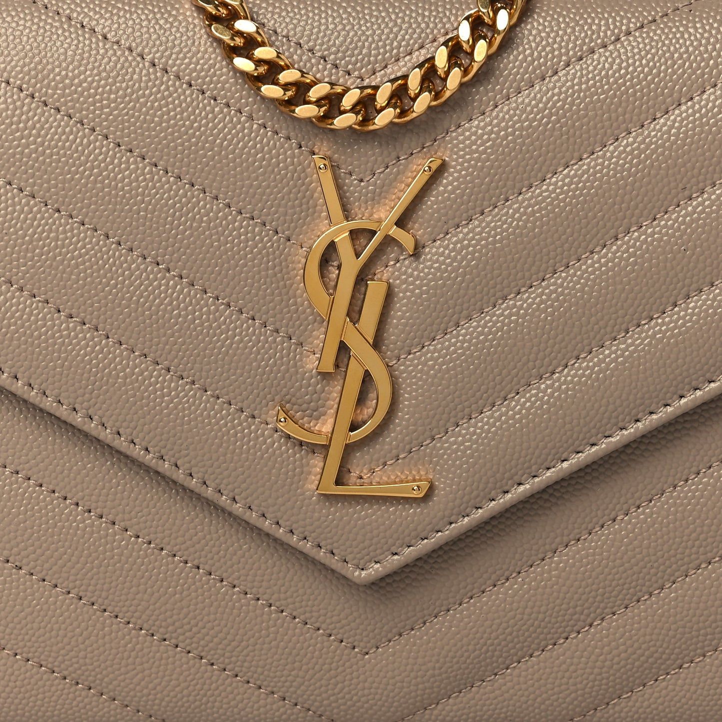 Grain De Poudre Matelasse Chevron Monogram Chain Wallet Nude Powder