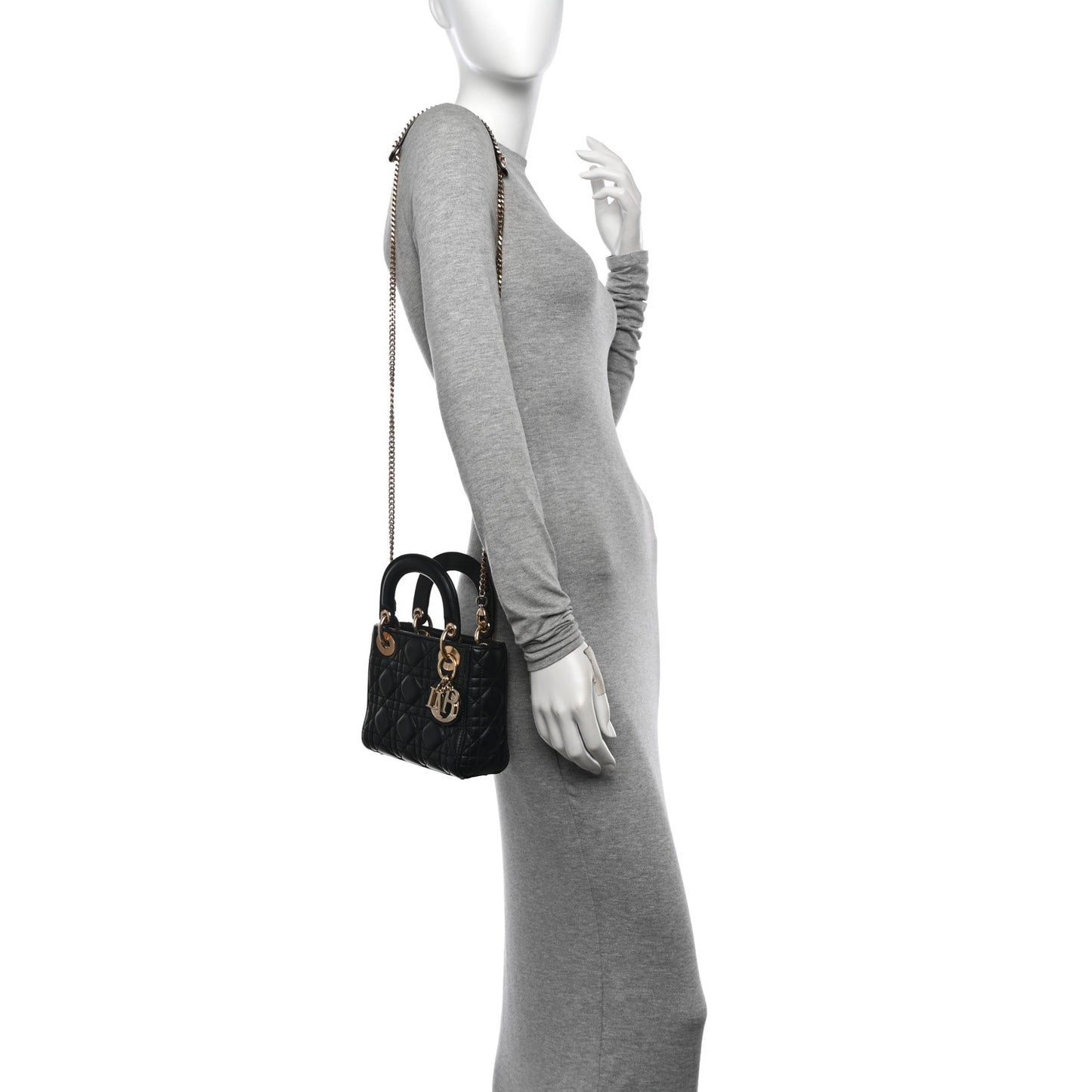 Lambskin Cannage Mini Lady Dior Black