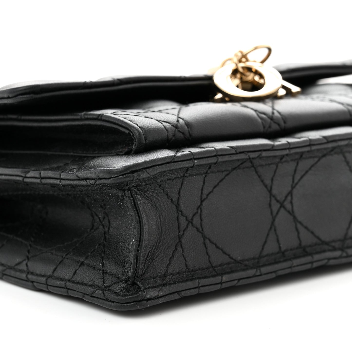 Lambskin Cannage Lady Dior Chain Pouch Black