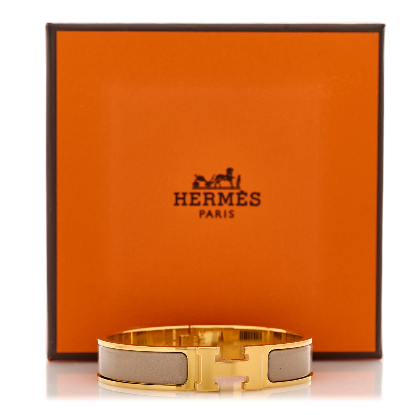 Enamel Narrow Clic Clac H Bracelet PM Marron Glace