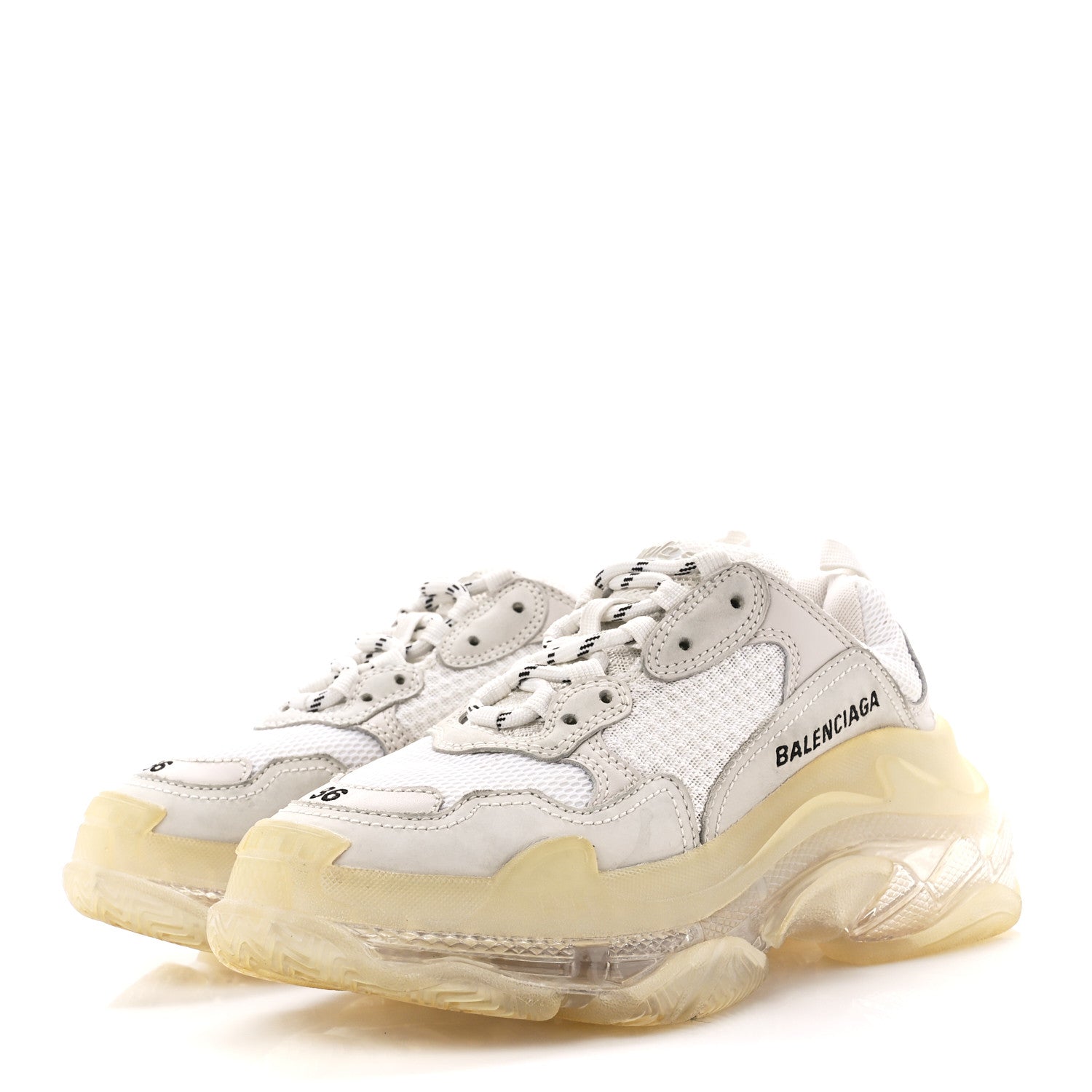 Balenciaga Fabric Mesh Clear Sole Womens Triple S Sneakers 36 White 3 of 8