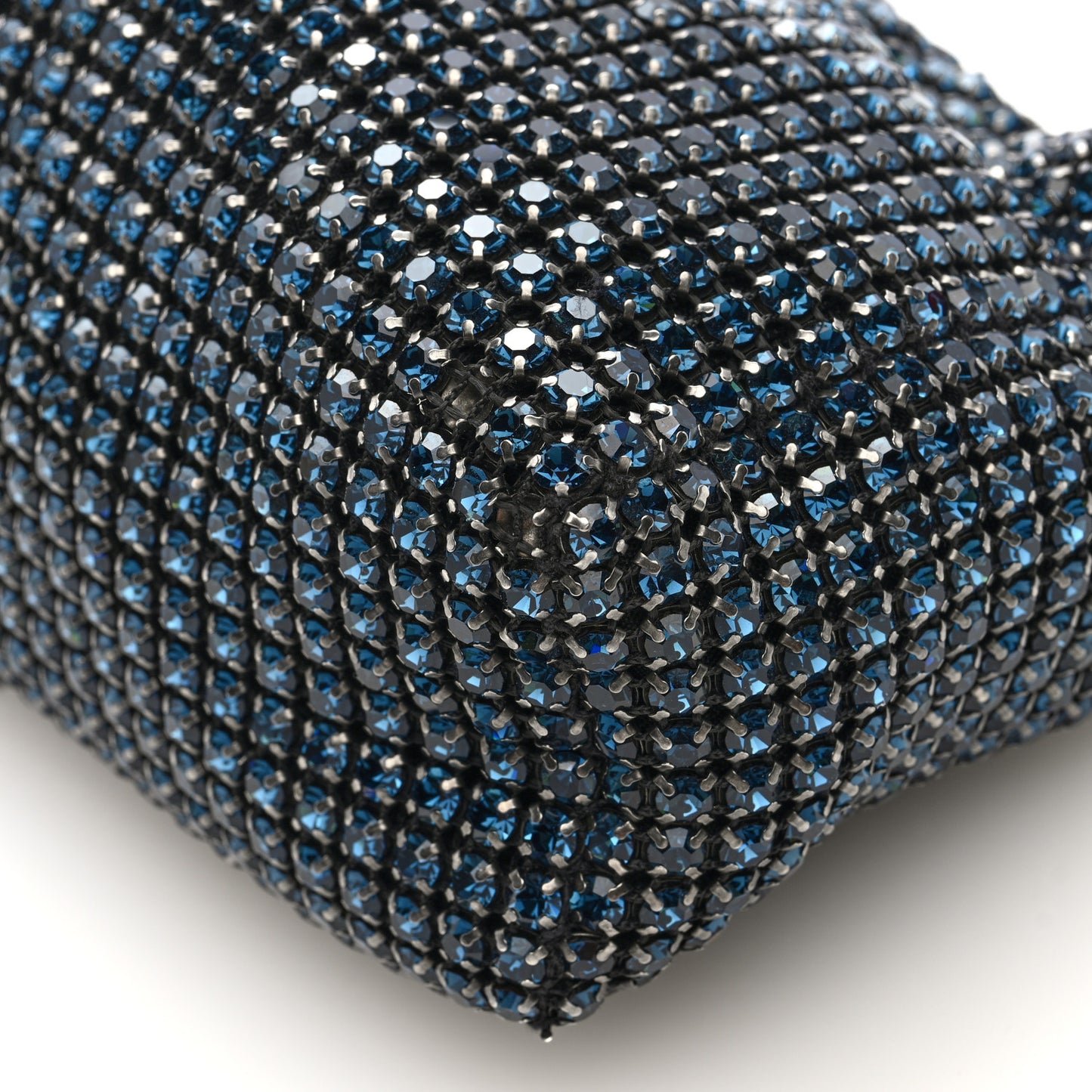 Mesh Crystal Rhinestone Mini Heiress Pouch Navy