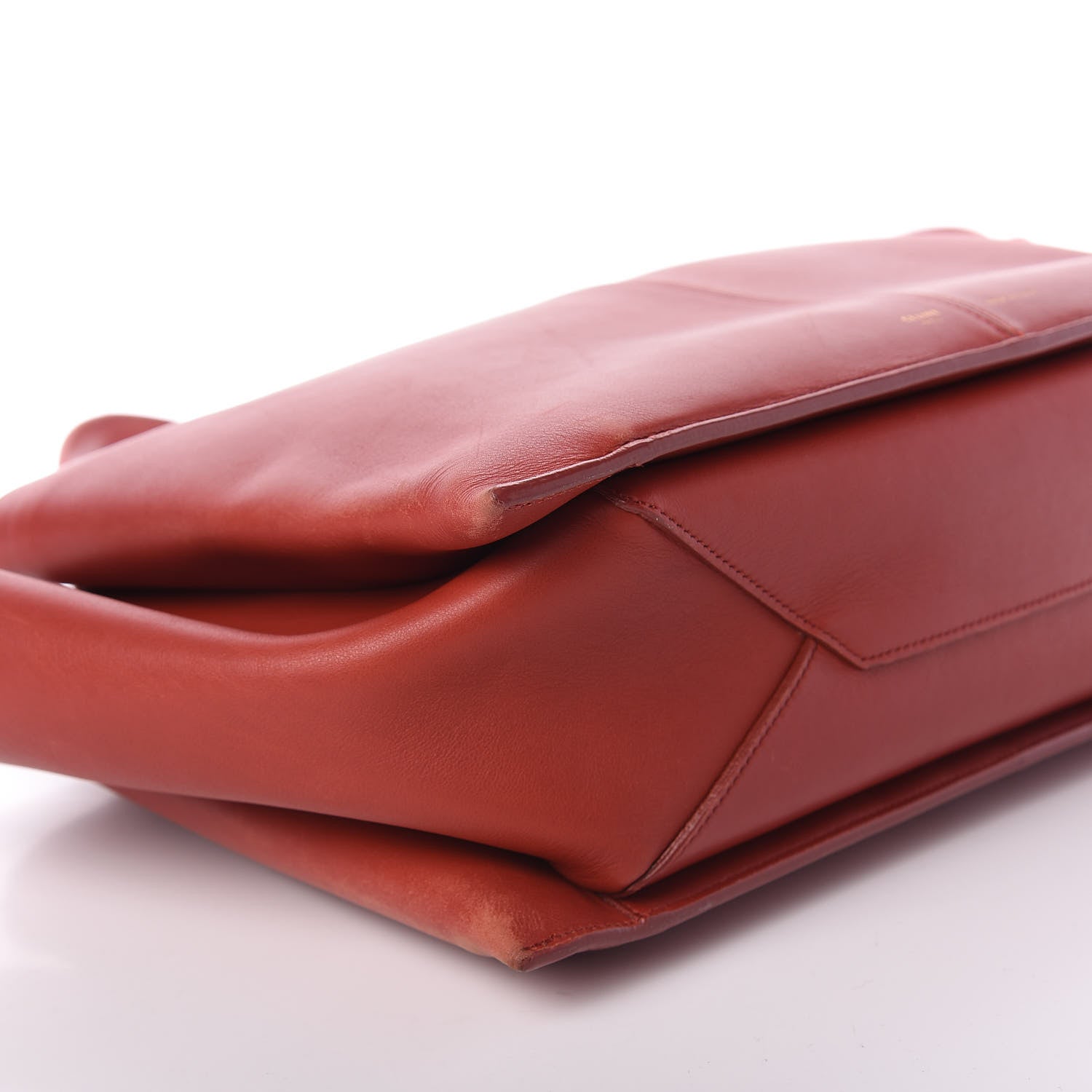 Celine Calfskin Medium Tri-Fold Bag Red Wood 6 of 11