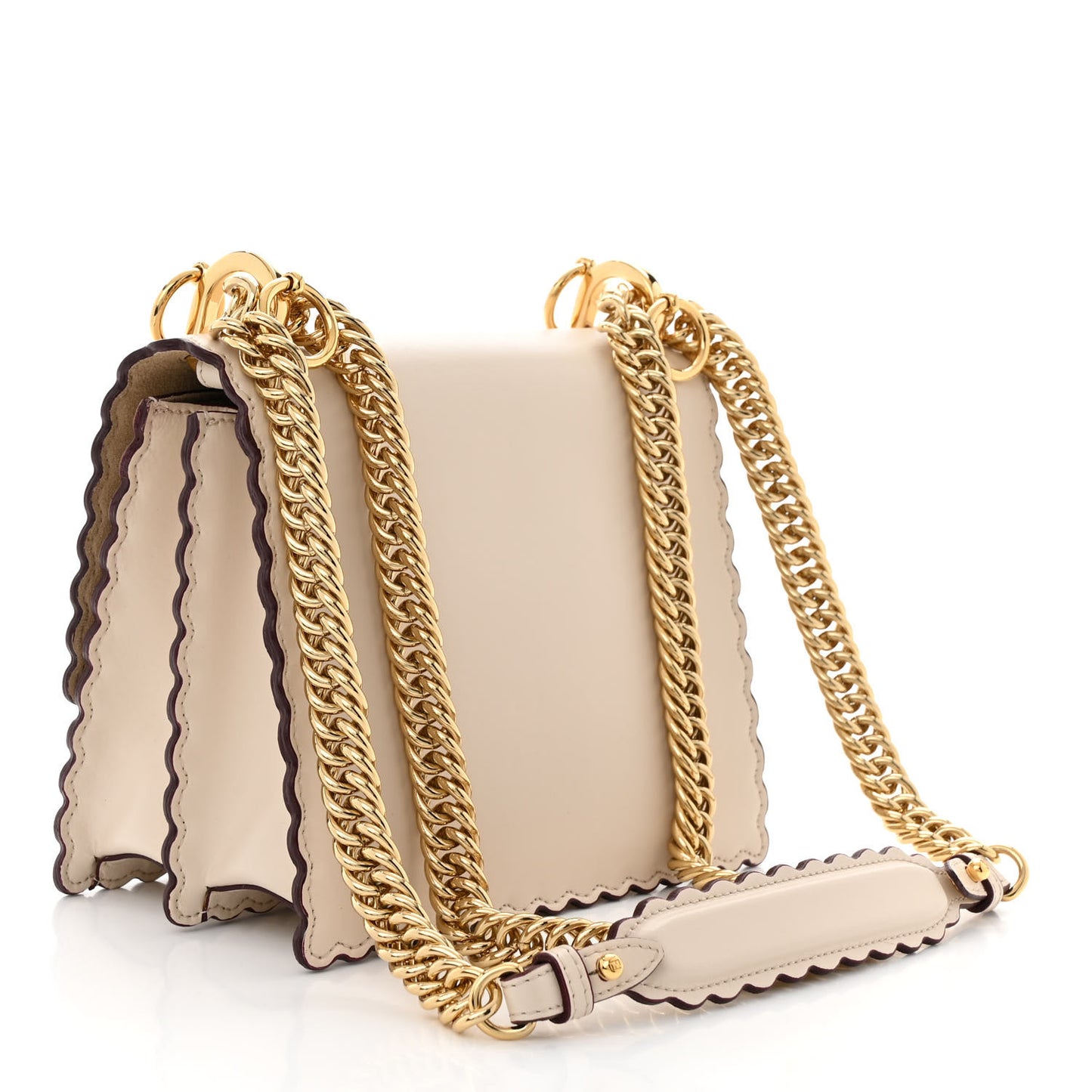 Vitello Liberty Scalloped Studded Small Kan I Shoulder Bag Camelia