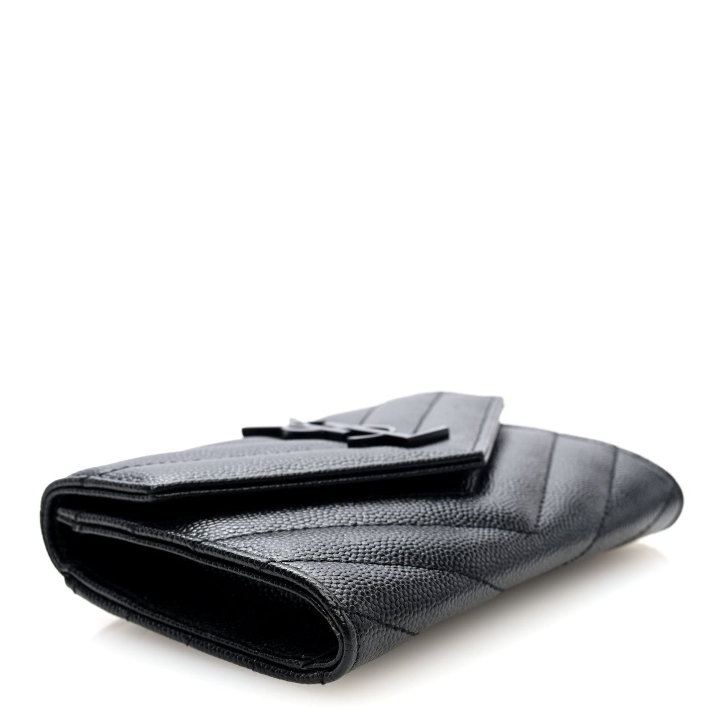 Grain De Poudre Matelasse Chevron Small Monochome Monogram Envelope Wallet Black