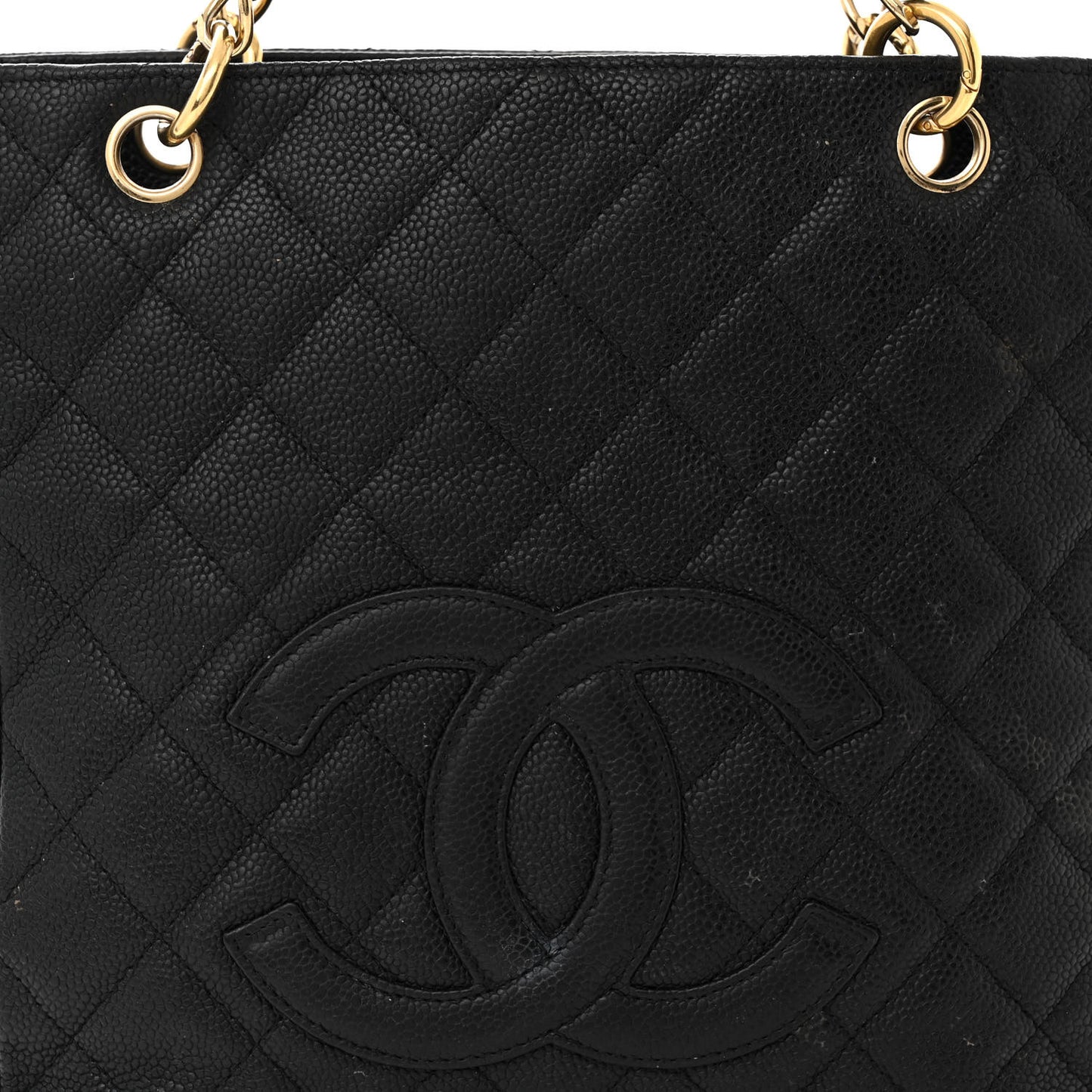 Caviar Quilted Petit Shopping Tote PST Black