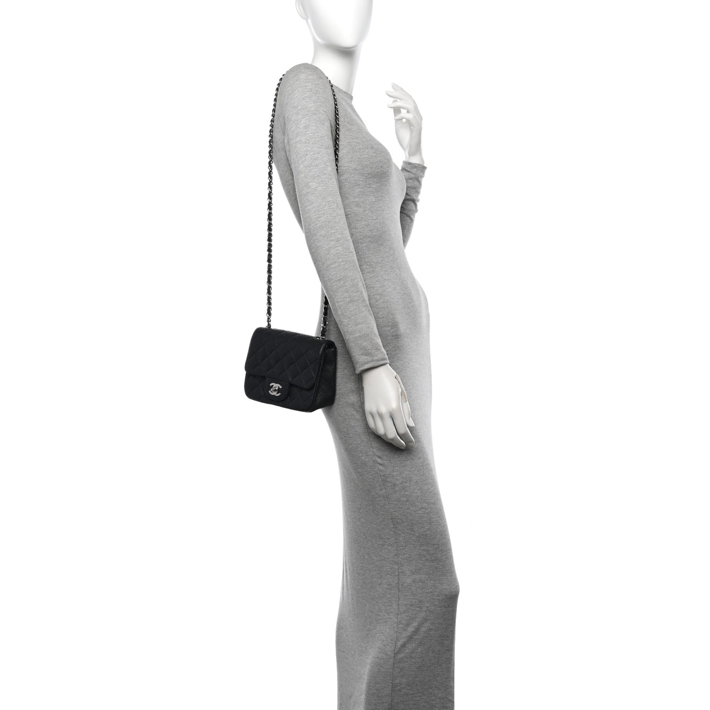 Caviar Quilted Mini Square Flap Black