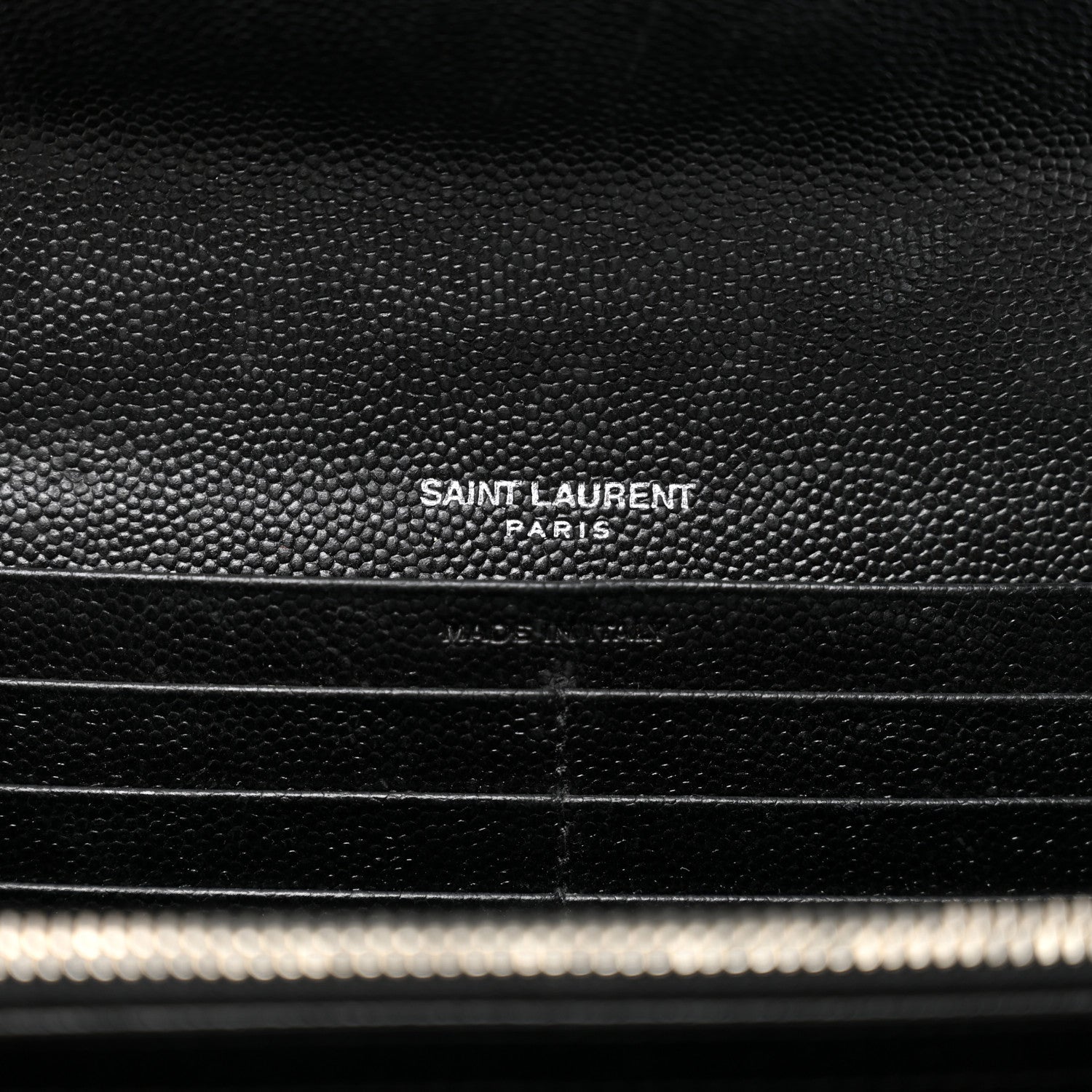 Saint Laurent Grain De Poudre Matelasse Chevron Monogram Flap Wallet Black 6 of 7