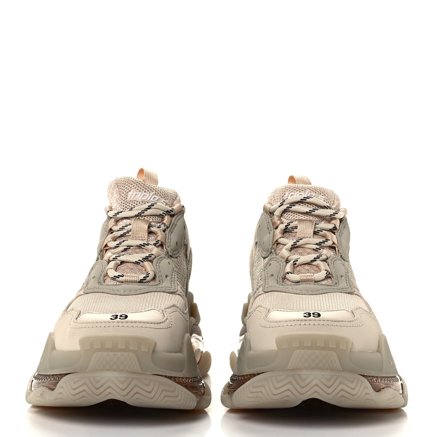 Balenciaga Fabric Mesh Clear Sole Womens Triple S Sneakers 39 Beige 3 of 10